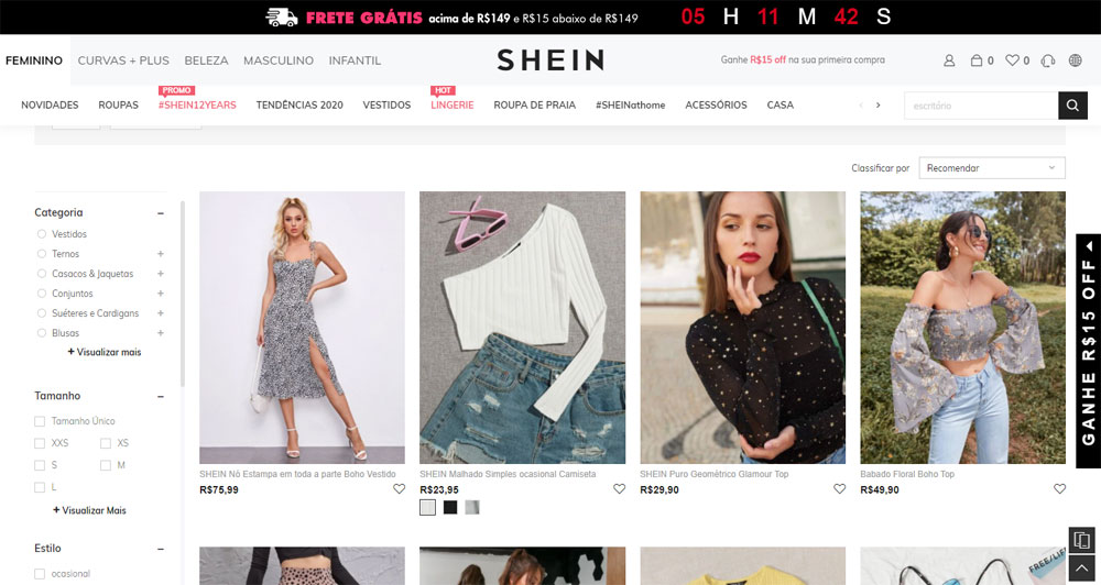 Shein loja de roupas